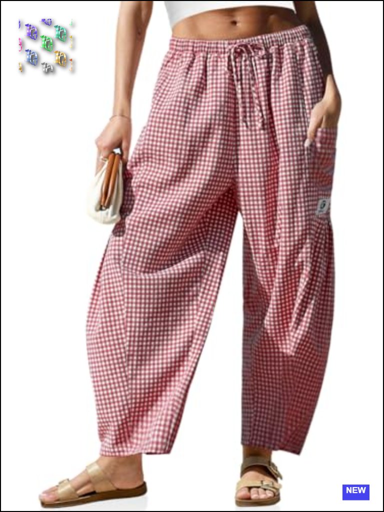 Wide Leg Linen Pants With Pockets Drawstring Palazzo Harem